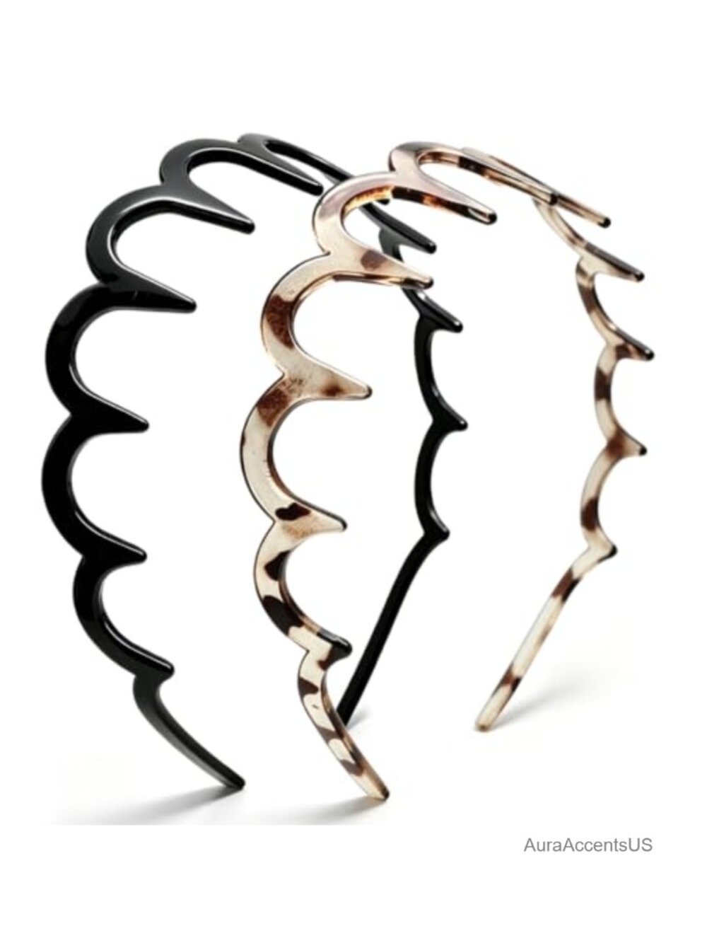 Zig Zag Wavy Headbands Non-Slip Comb Teeth Hair Accessories 2 Pack